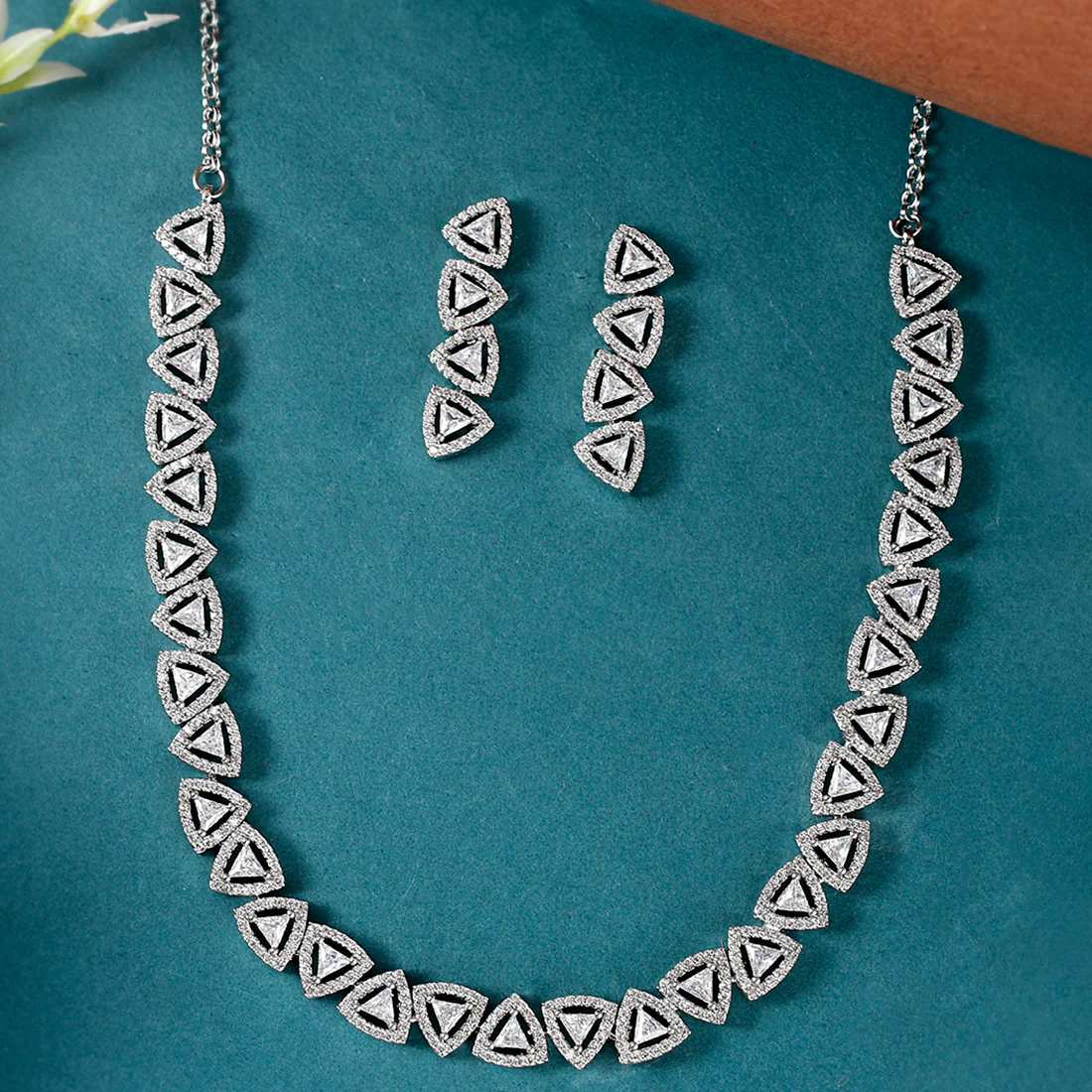 CZ Gems Necklace Set: Victorian Inspired Elegance | Voylla
