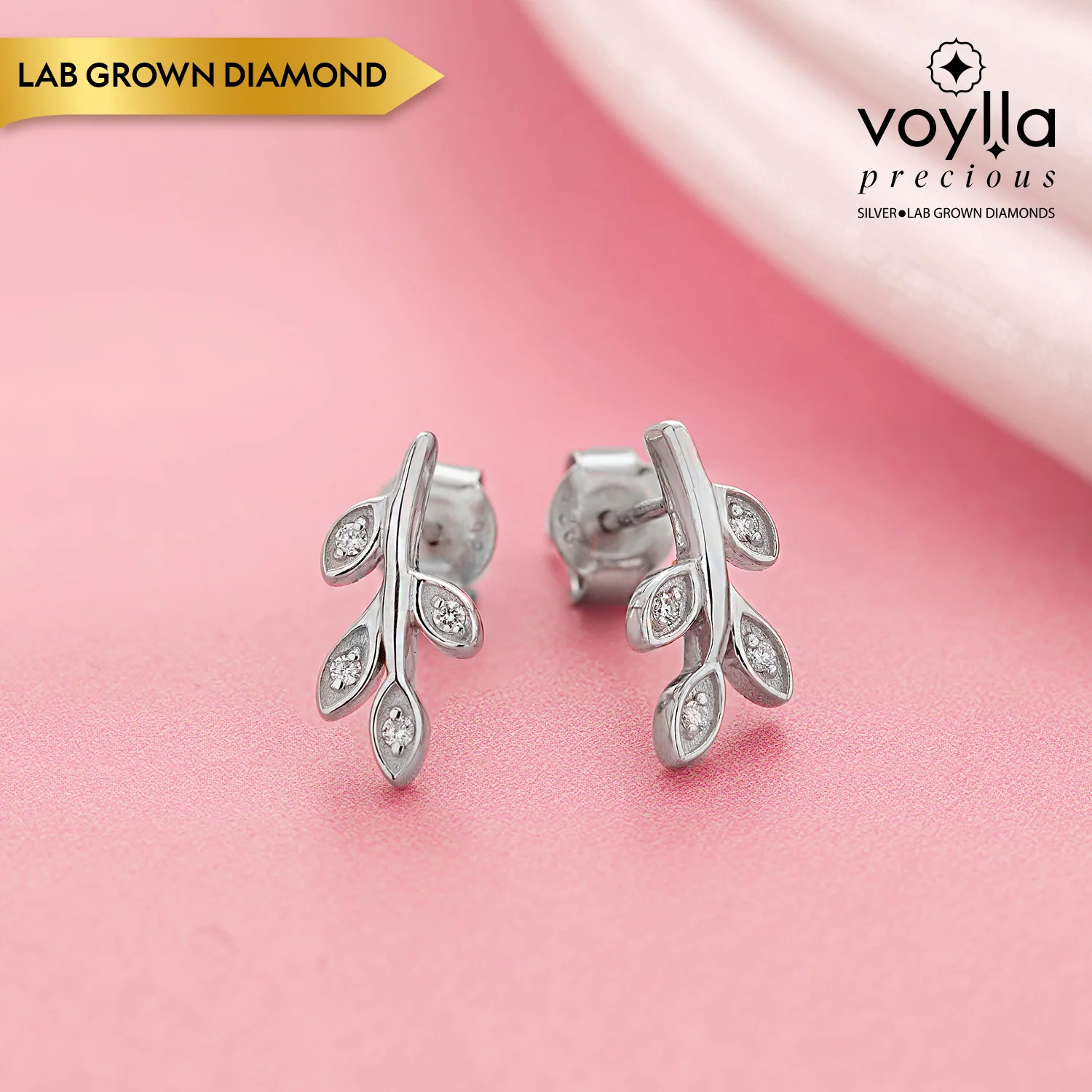 Vine Grace Lab-Grown Diamond Stud Earrings