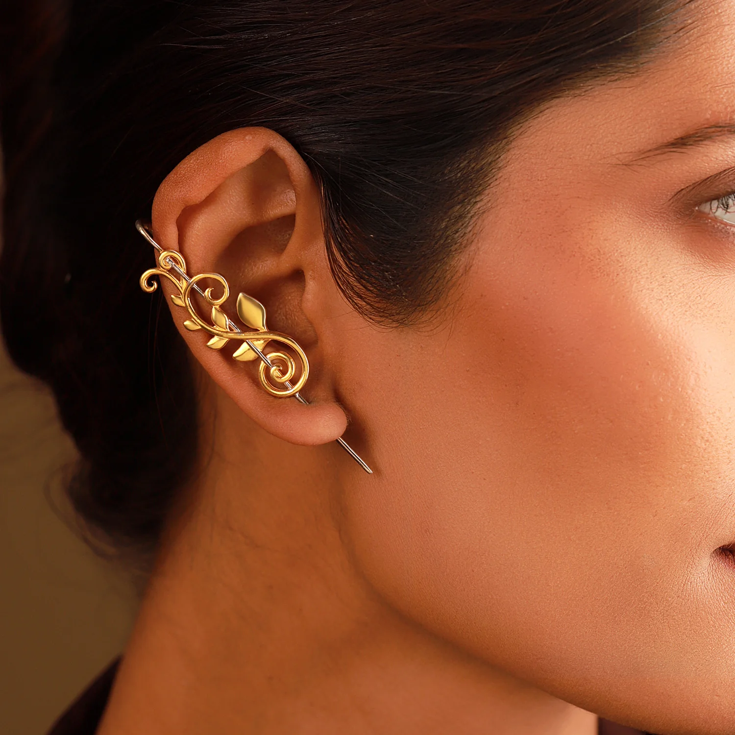 Vines Fleur Vein Sterling Silver Cuff Earrings - Image 2