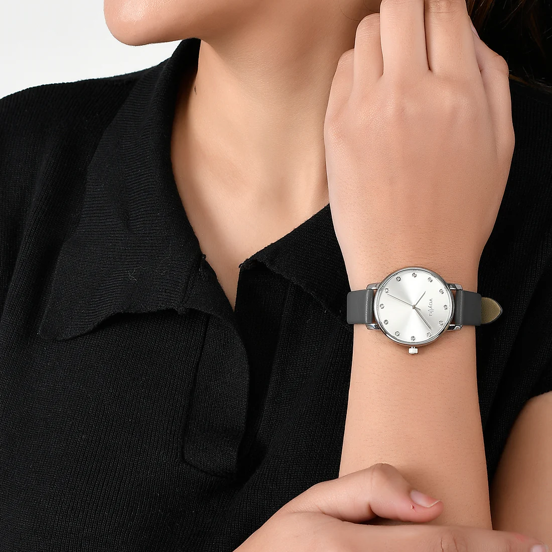 Elegant Voylla Black and Silver Luxury Watch for Any Occasion - Image 2