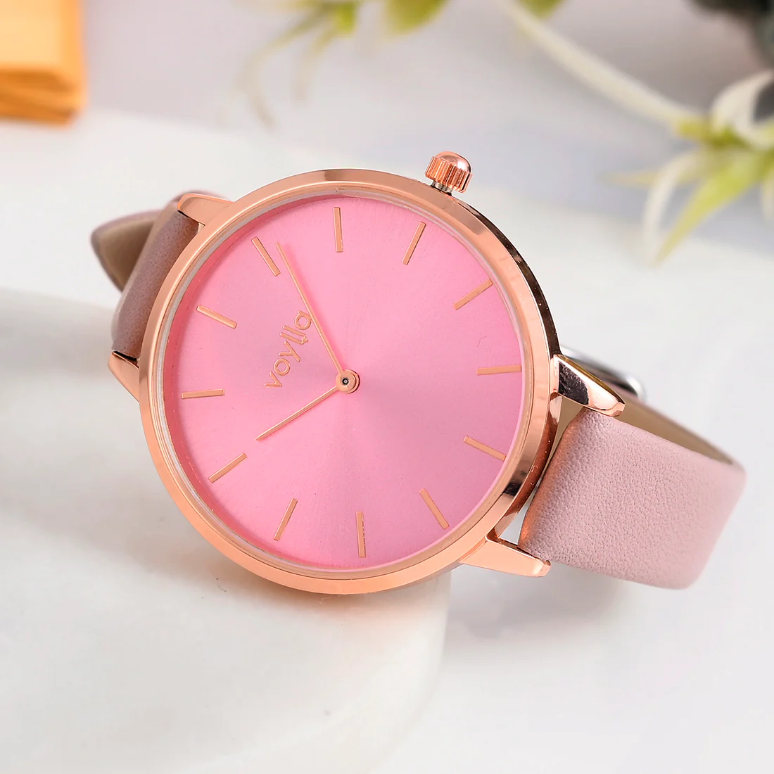 Voylla Purple Dial Rose Gold Plated Watch