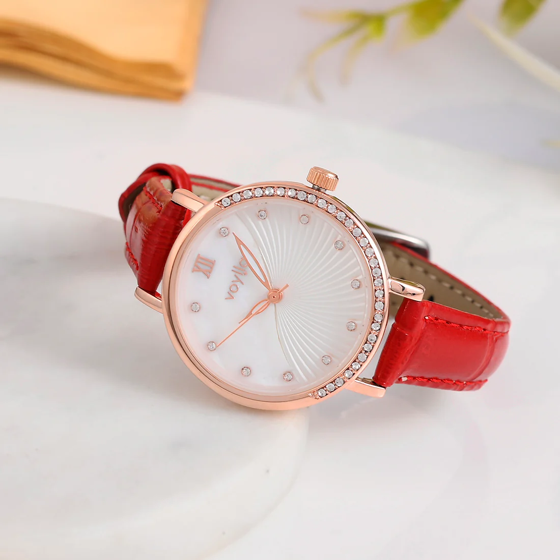 Voylla Sleek Red Strap Analog Watch