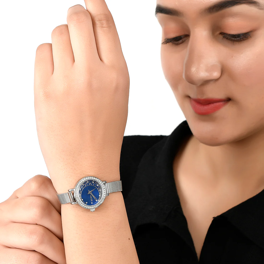 Voylla Crescent Motif Blue Dial Watch - Image 2