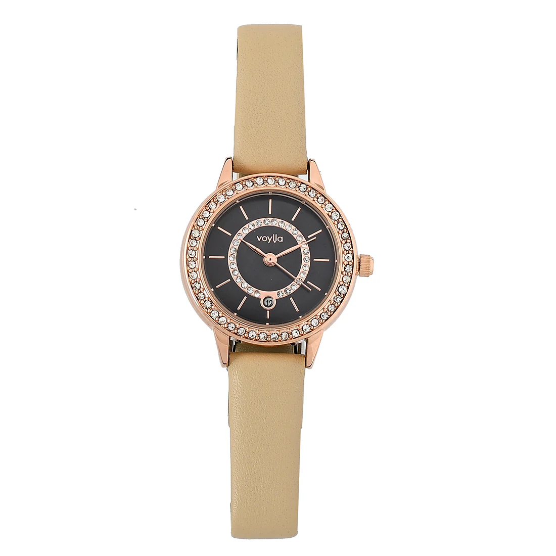 Voylla Gem Studded Black Dial Watch - Image 4