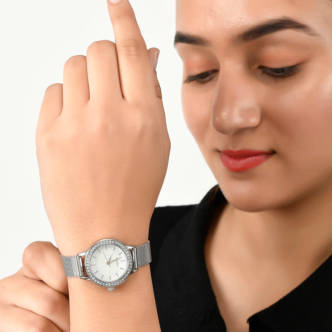 Voylla Silver Studded Dial Fashion Watch - Image 2