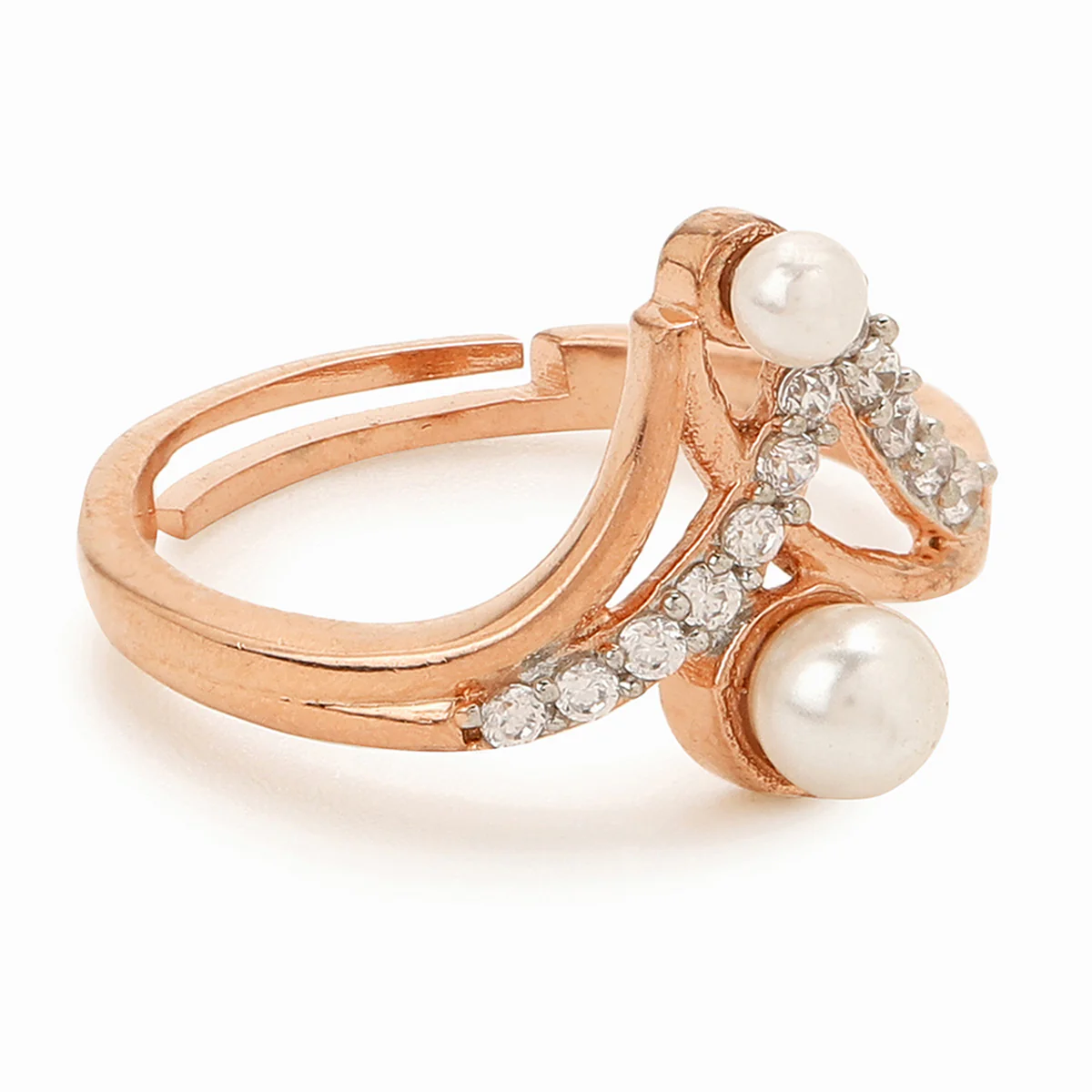 Voylla Gold-Plated Brass Pearl Ring - Image 3