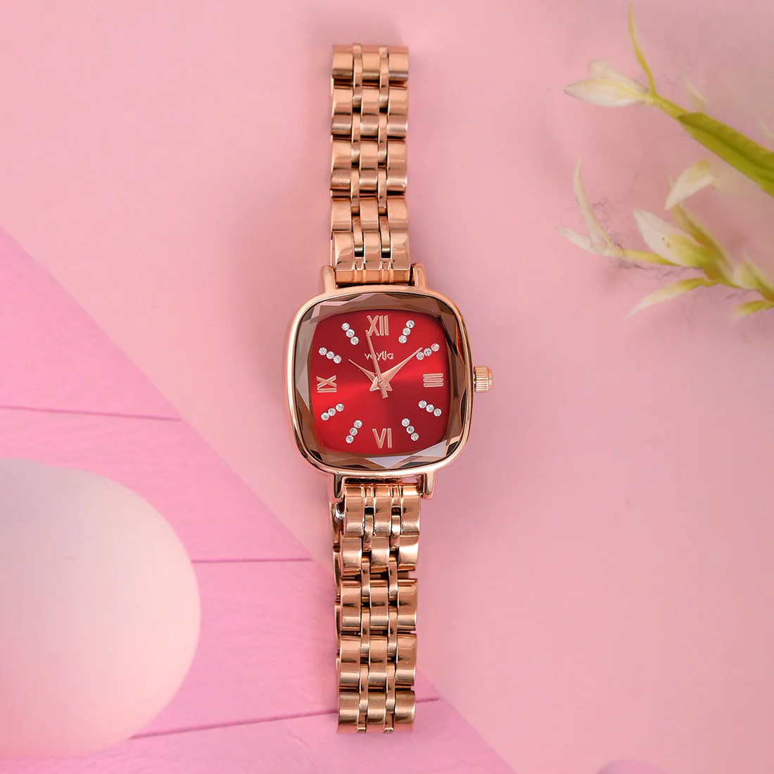 Voylla Red Square Dial Watch
