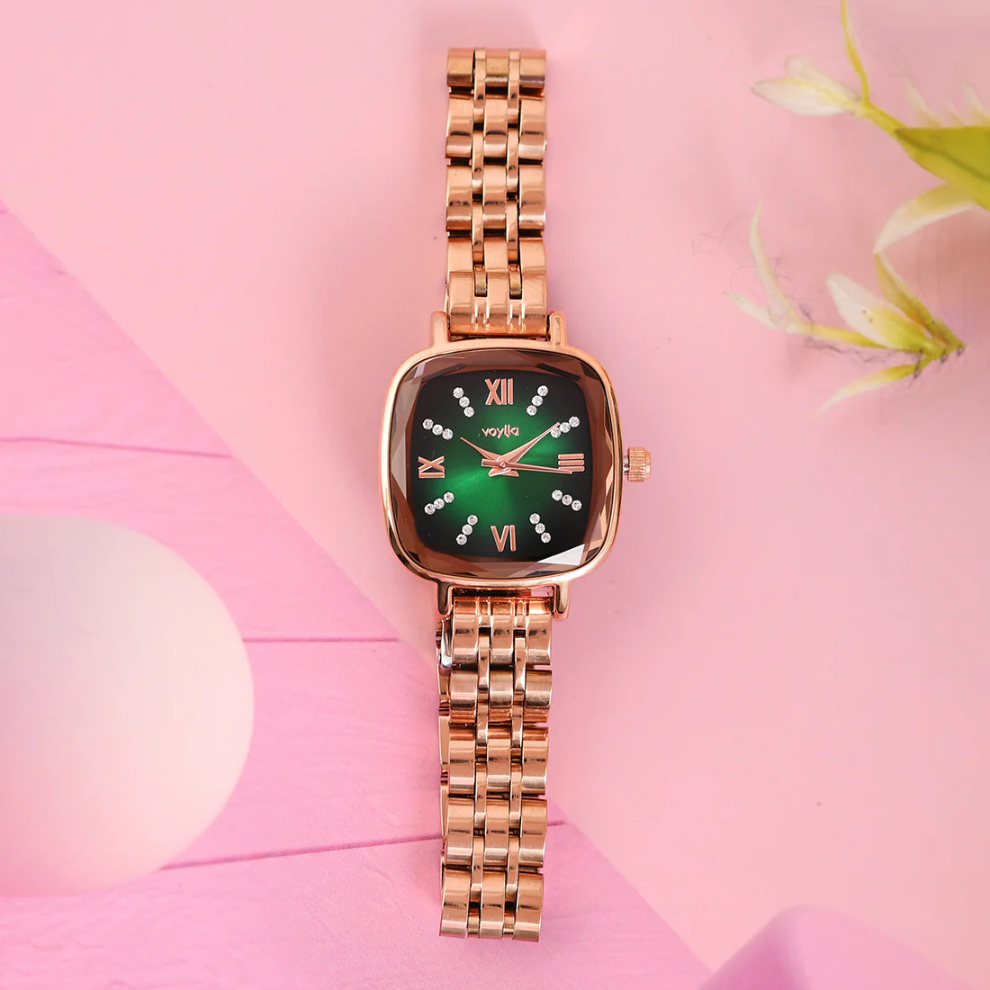 Voylla Green Square Dial Watch
