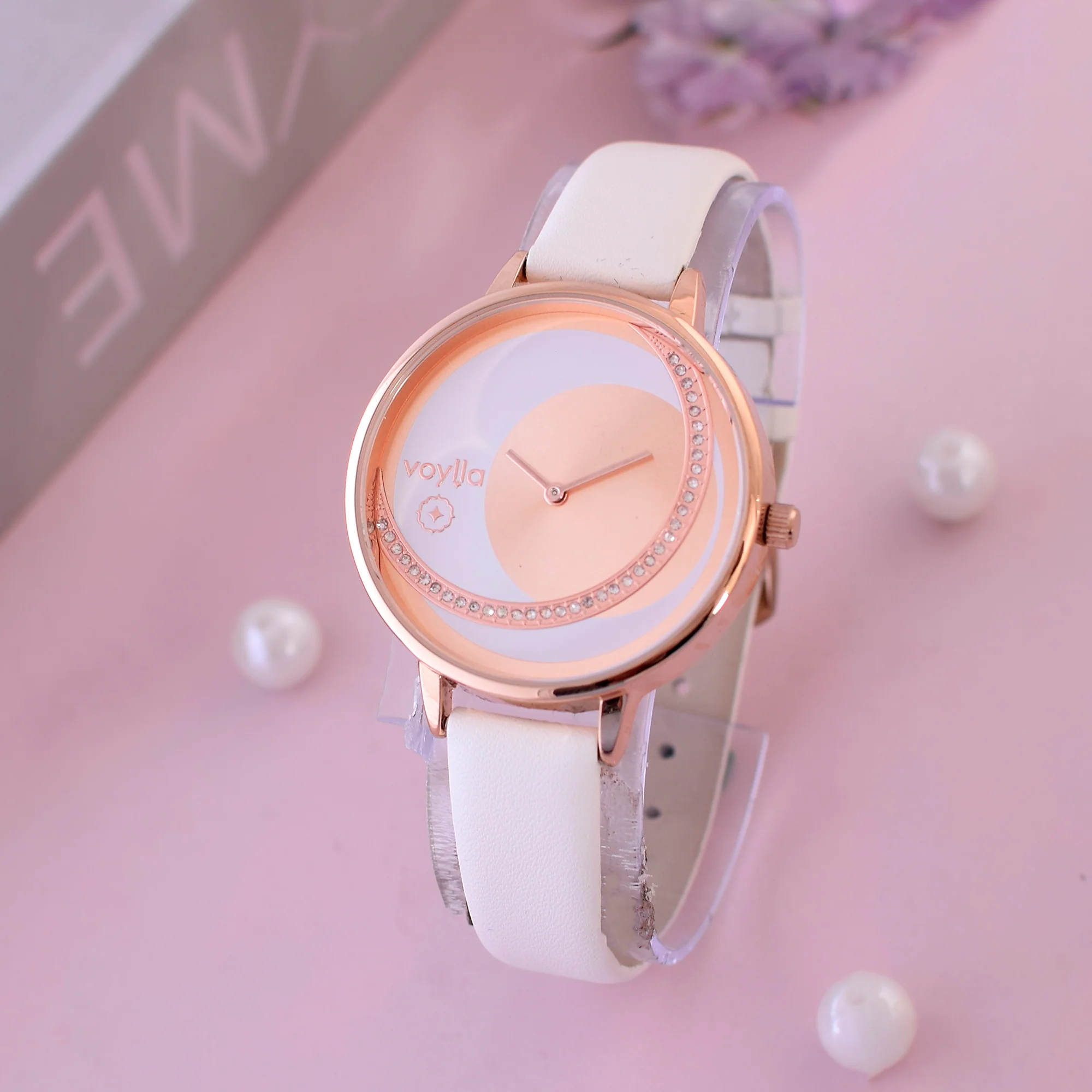 Voylla Rose Gold and White Dial Watch