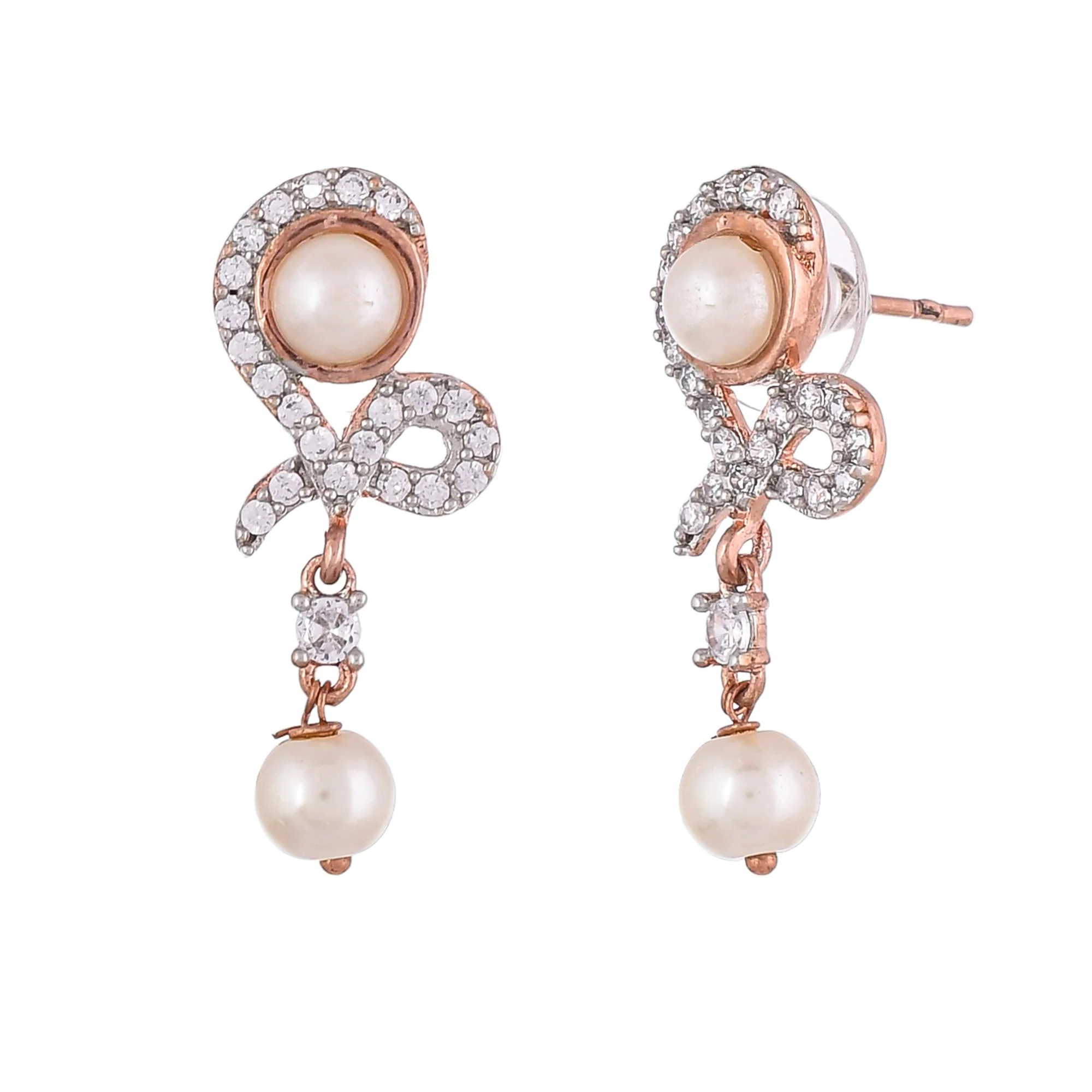 Voylla Rose Gold Brass Earrings - Image 4
