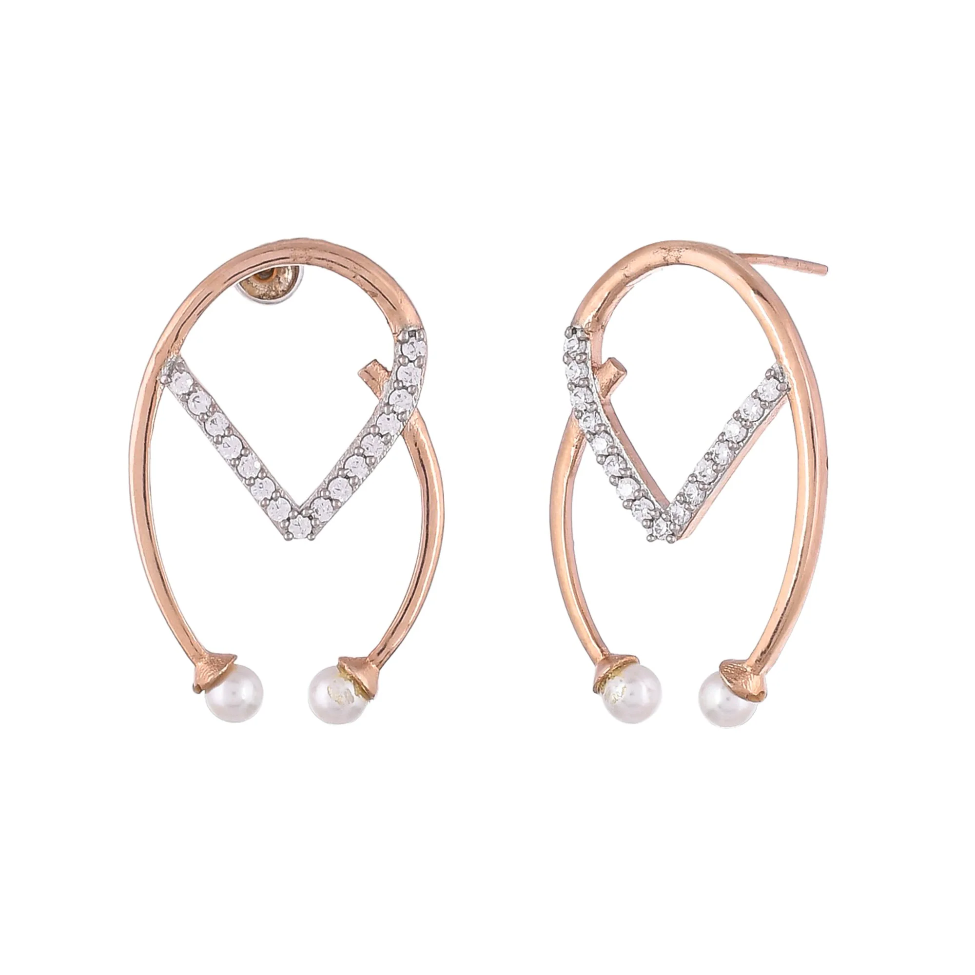 Voylla Rose Gold Brass Earrings - Image 4