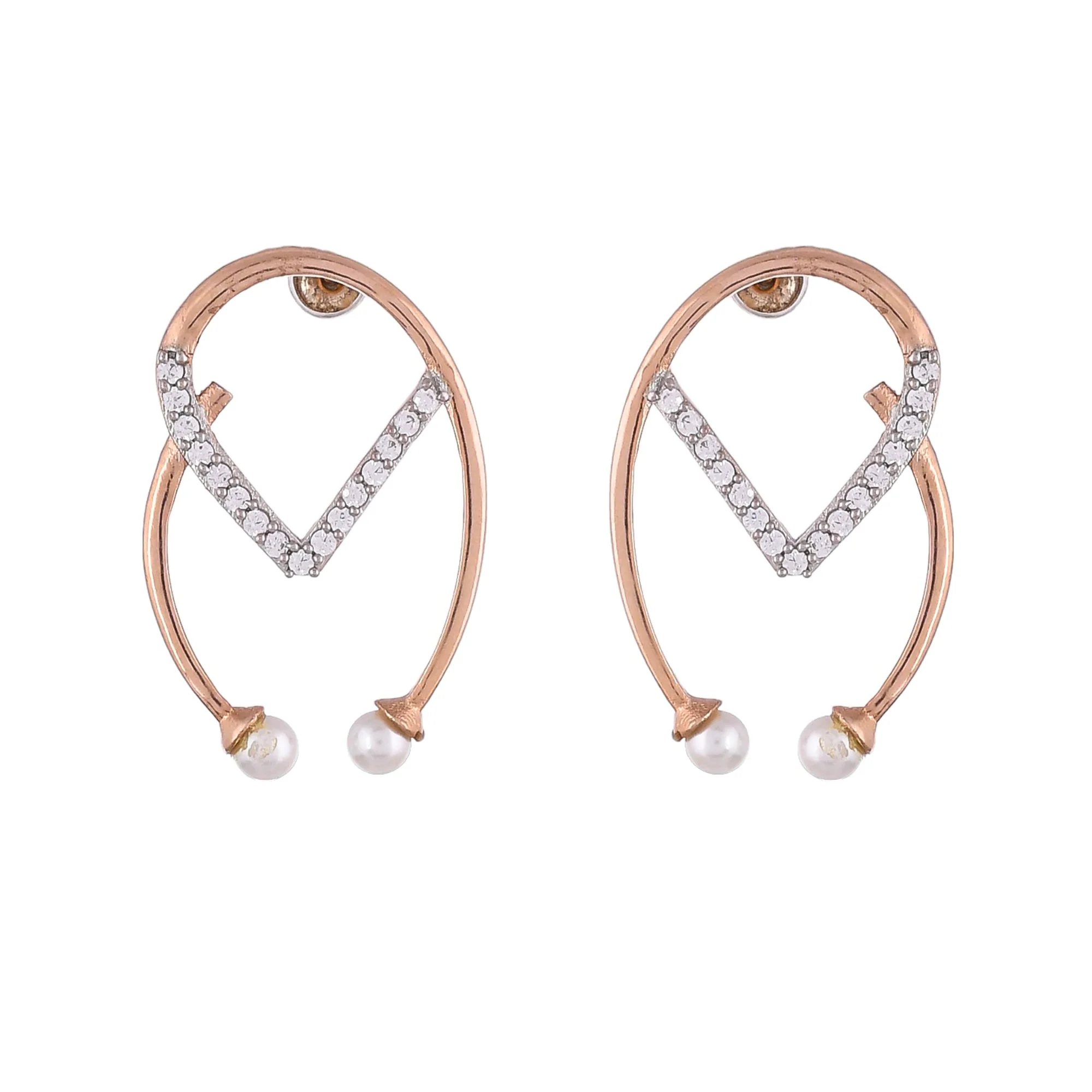 Voylla Rose Gold Brass Earrings - Image 5