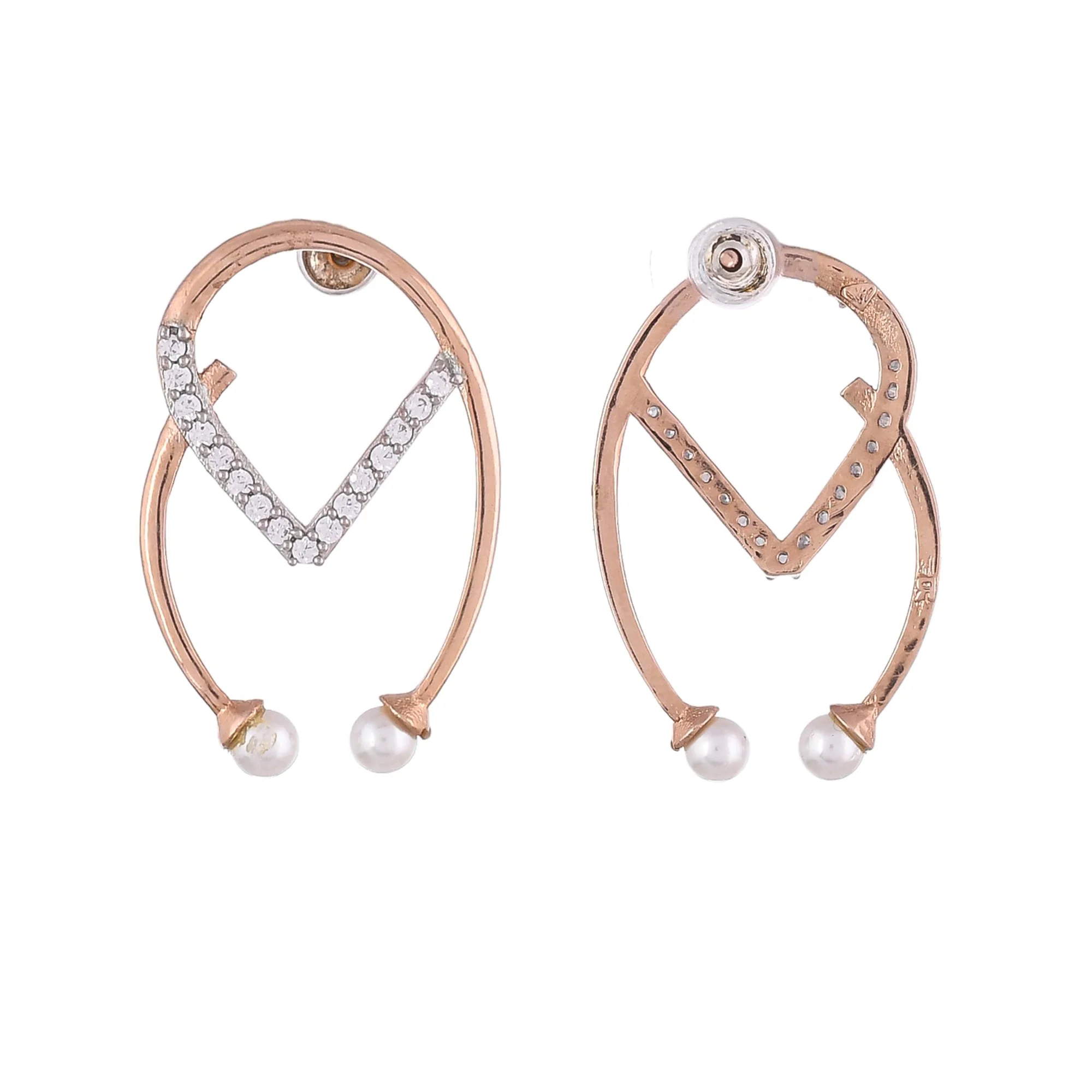 Voylla Rose Gold Brass Earrings - Image 6