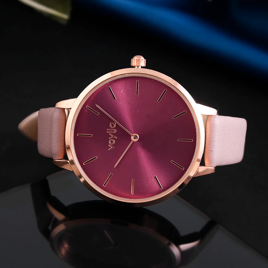 Voylla Rose Gold Plated Brown Analog Watch