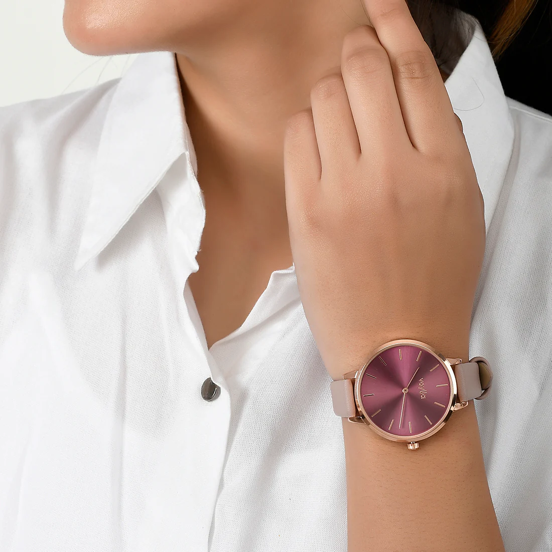 Voylla Rose Gold Plated Brown Analog Watch - Image 2