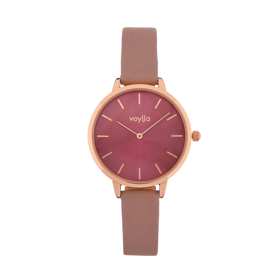 Voylla Rose Gold Plated Brown Analog Watch - Image 3