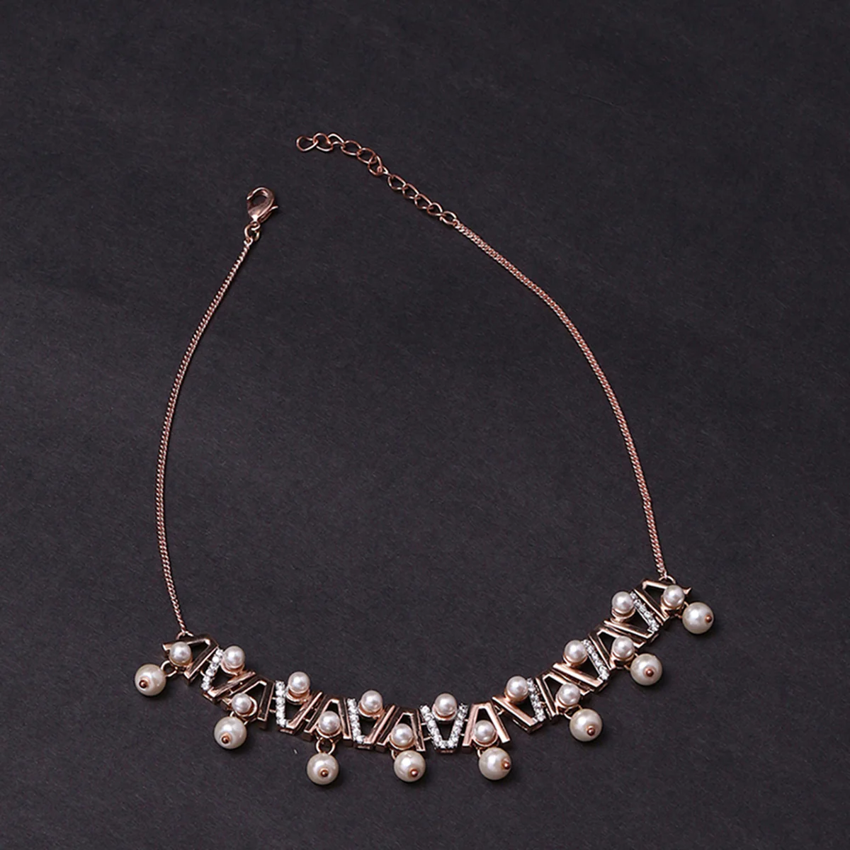 Voylla Rose Gold Plated Brass Necklace Set