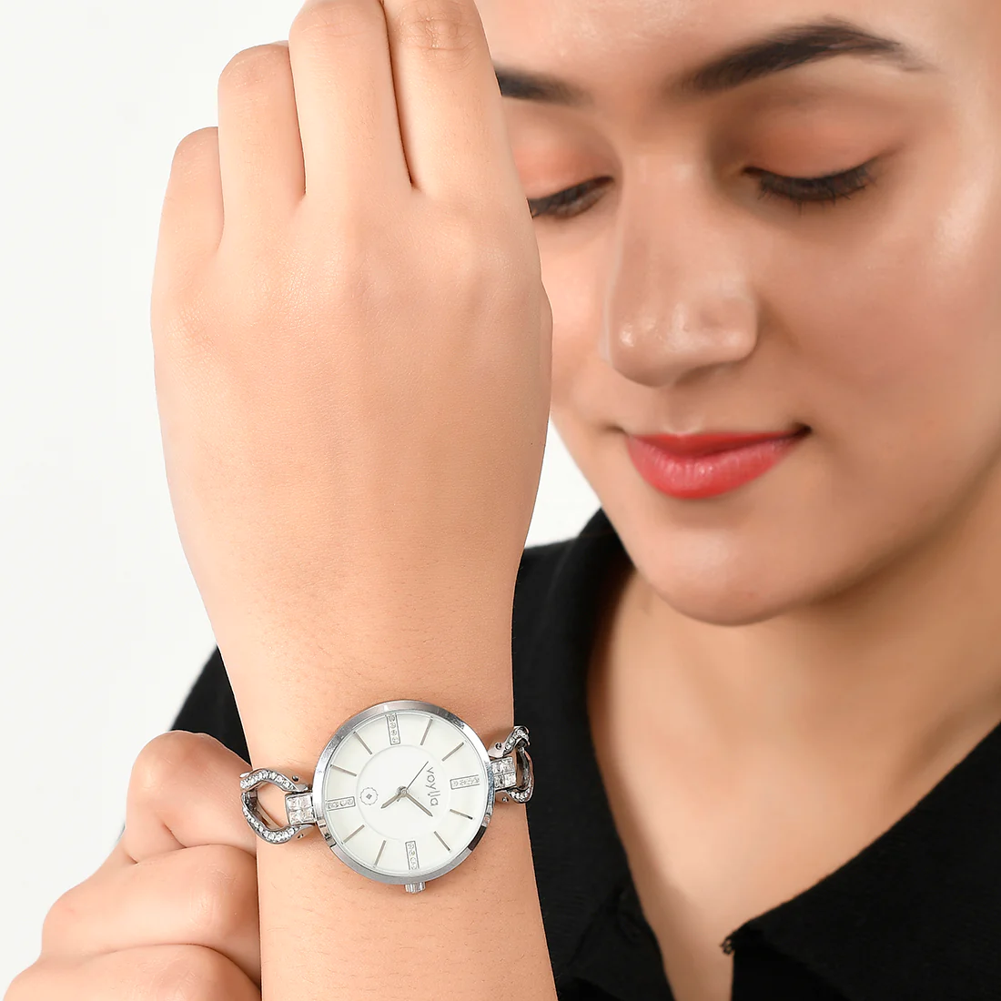 Voylla Silver Cut-out Band Analog Watch - Image 2