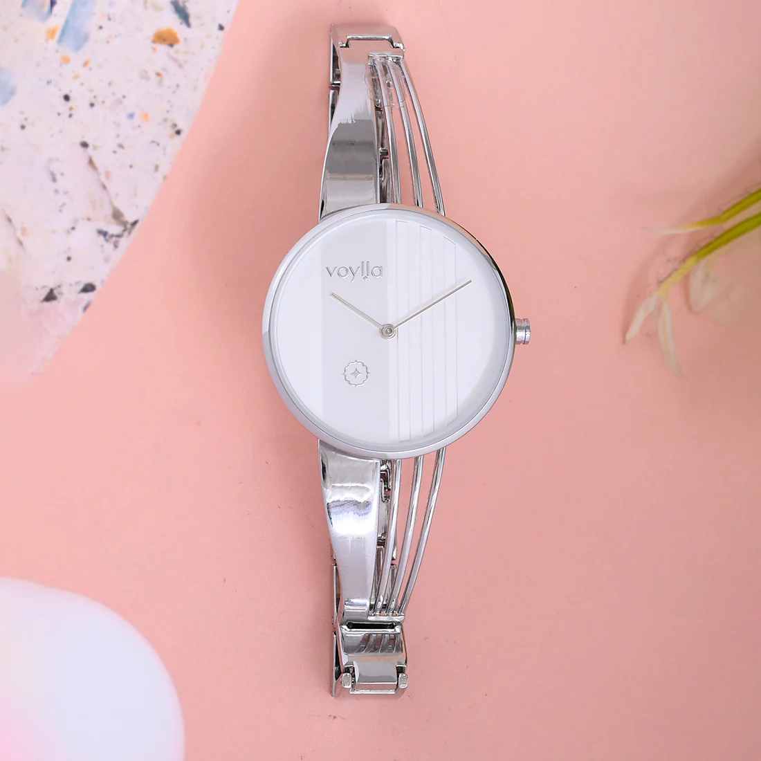 Voylla Silver Tone Cutwork Watch
