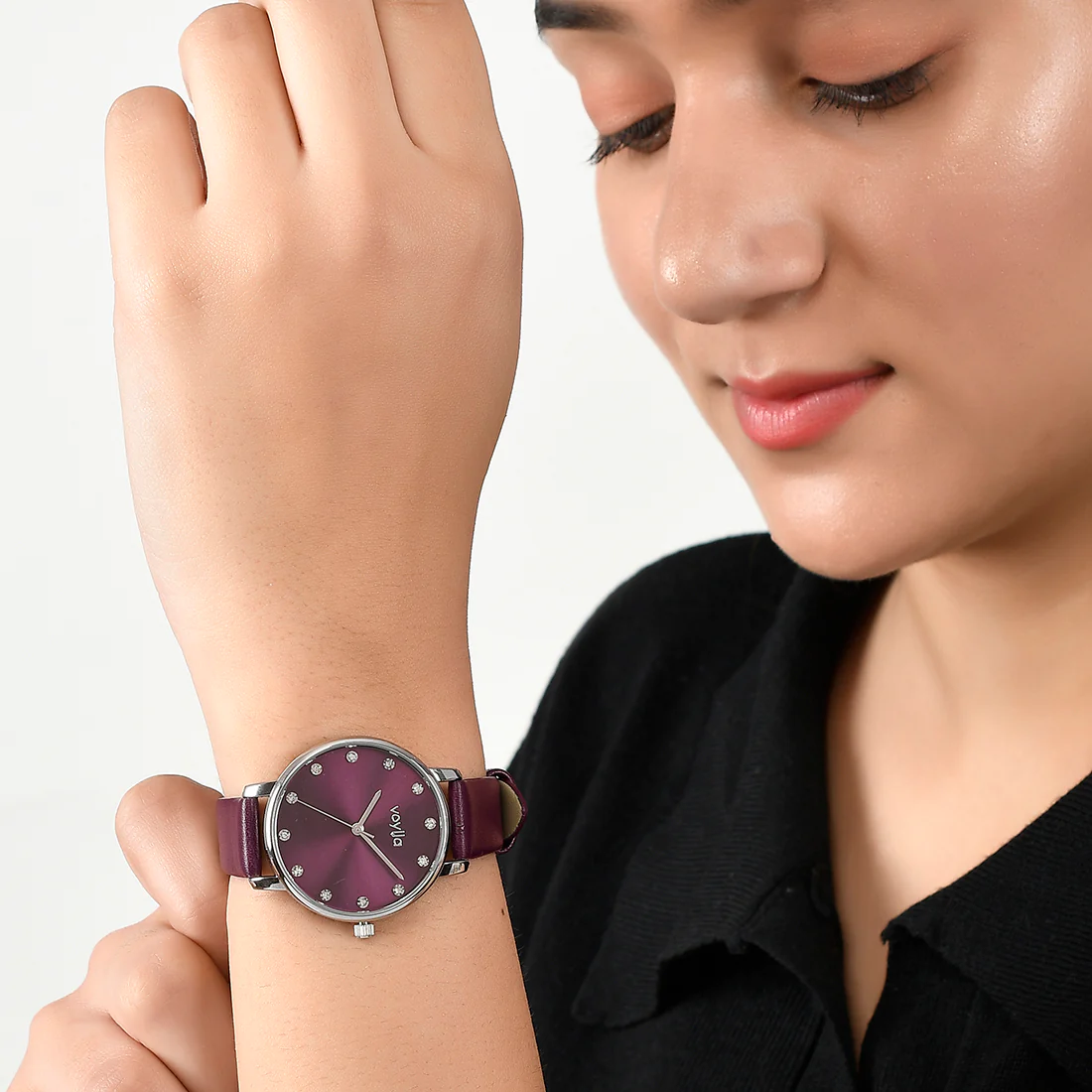 Voylla Studded Purple Dial Watch - Image 2