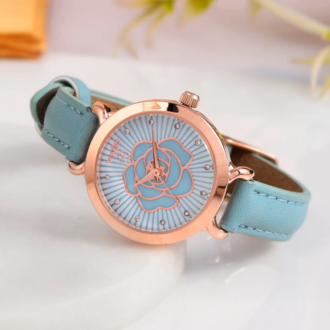 Voylla Turquoise Floral Motif Dial Watch
