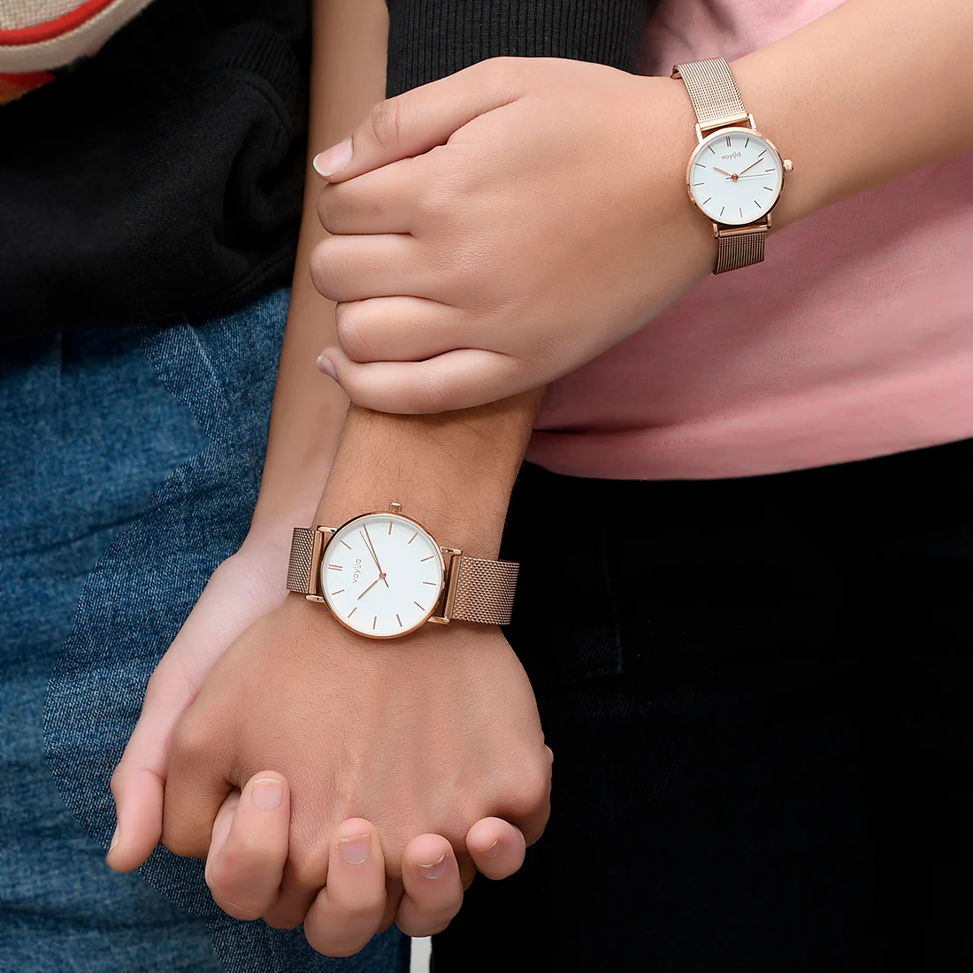 Voylla Rose Gold Mesh Strap Couple Watches - Image 2