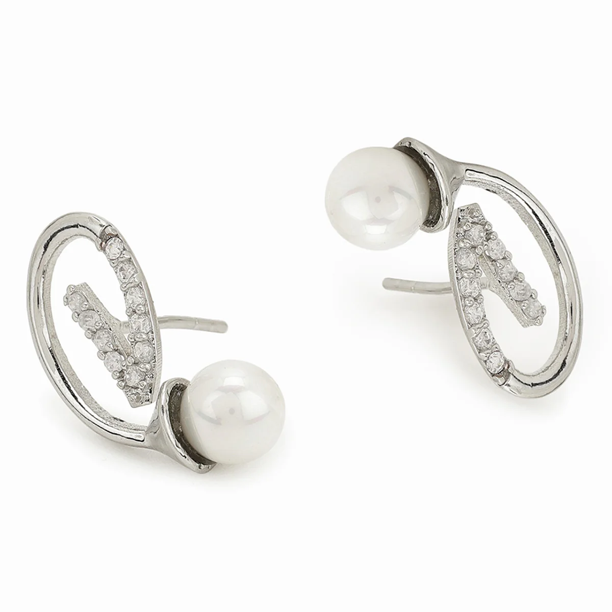 Voylla White gold-plated brass earrings - Image 5