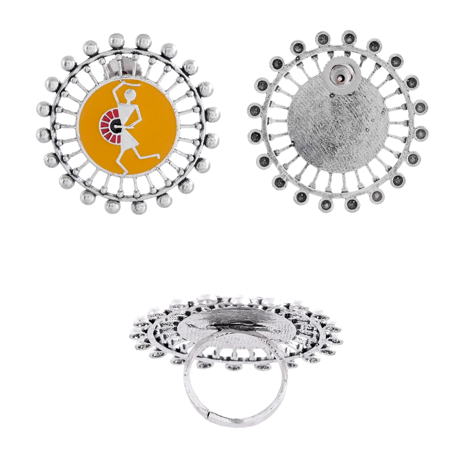 Warli Dholida Earrings And Ring Combo - Image 7