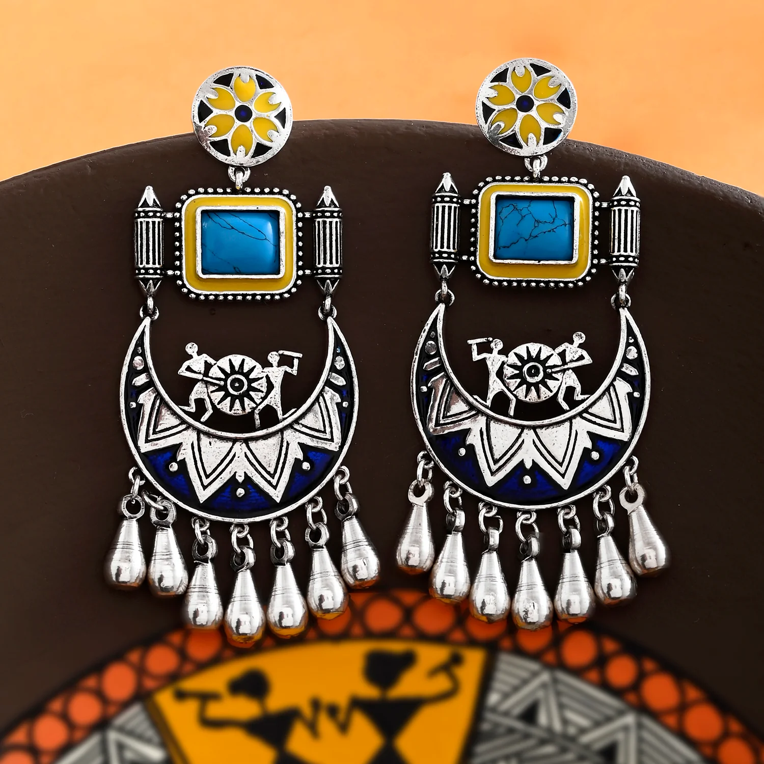 Warli Nagada Sang Dhol Statement Earrings
