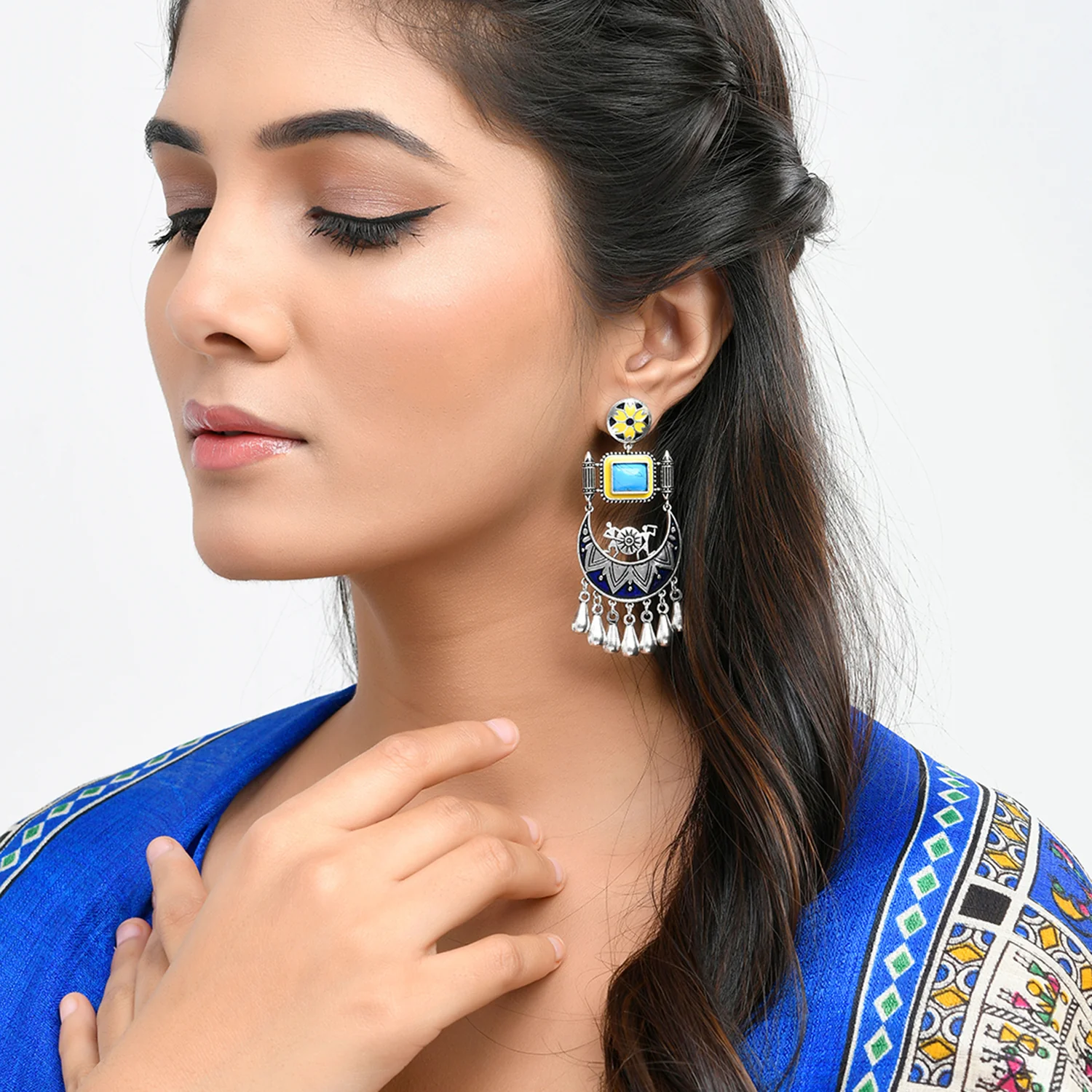 Warli Nagada Sang Dhol Statement Earrings - Image 2