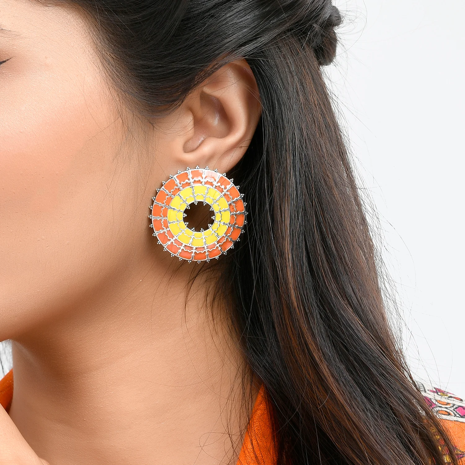 Warli Phool Rahi Sarson Sakal Ban Earrings And Ring Combo - Image 3