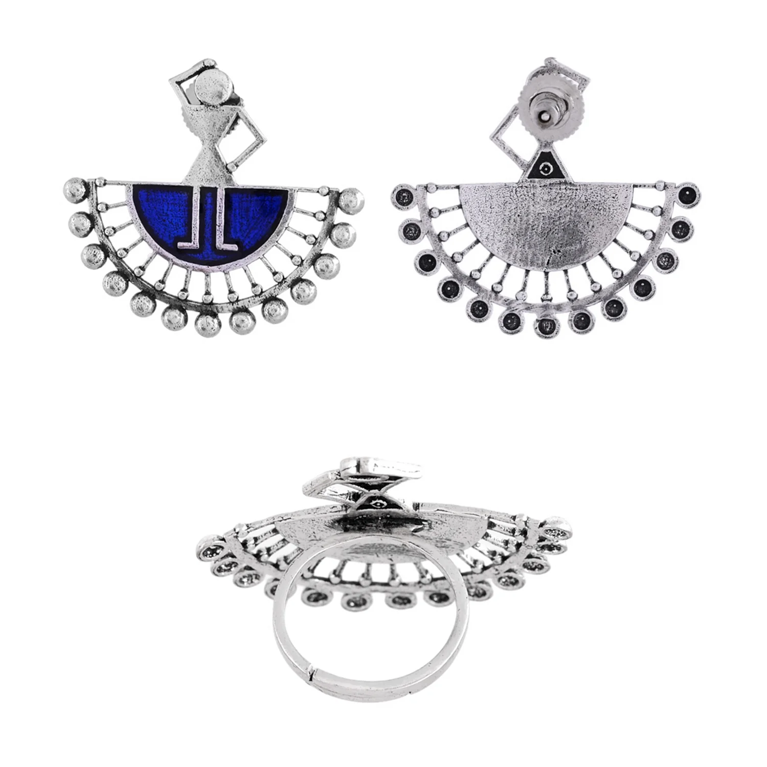 Warli Show Me Your Thumka Earrings And Ring Combo - Image 7