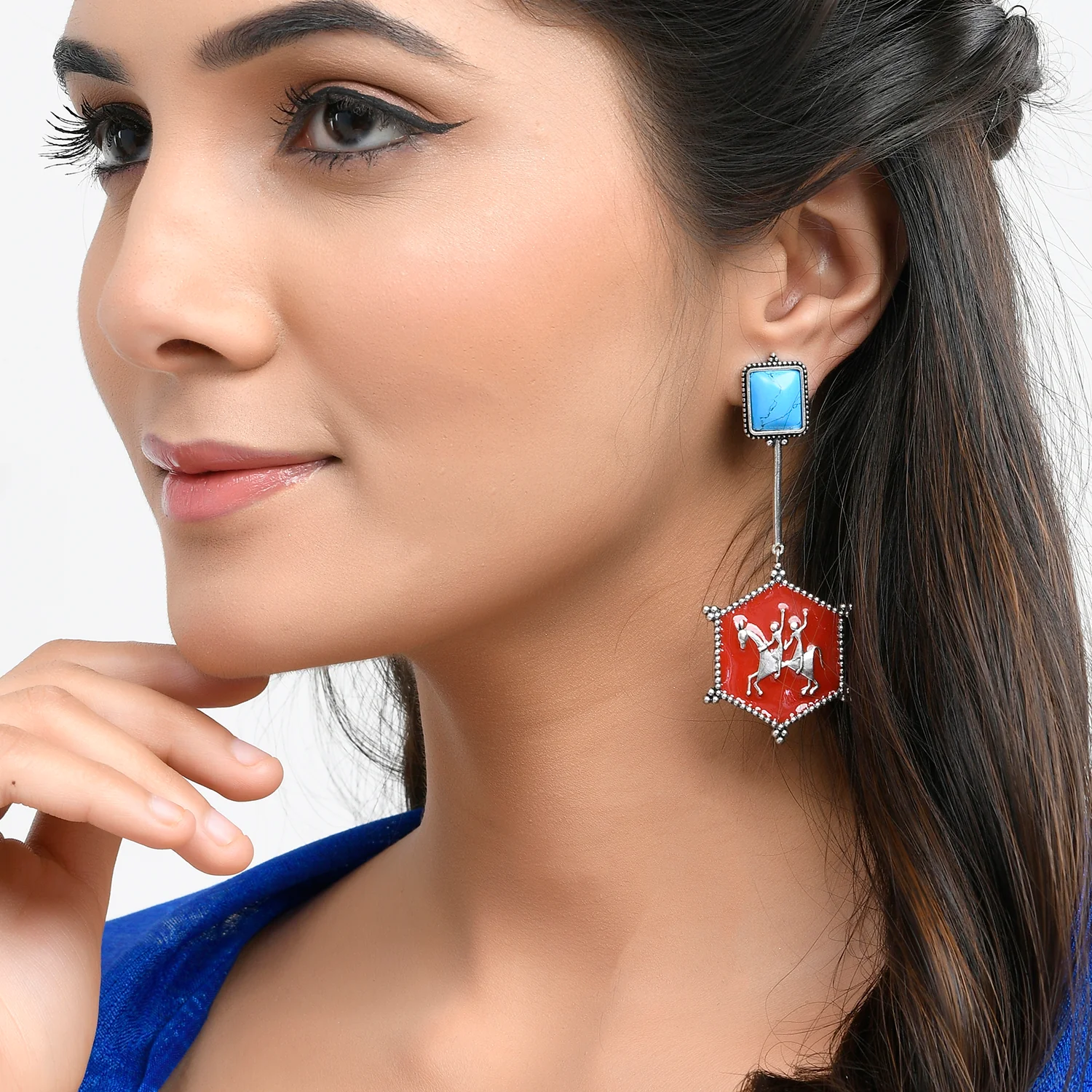 Warli Tenu Leke Main Javanga Earrings And Ring Combo - Image 3
