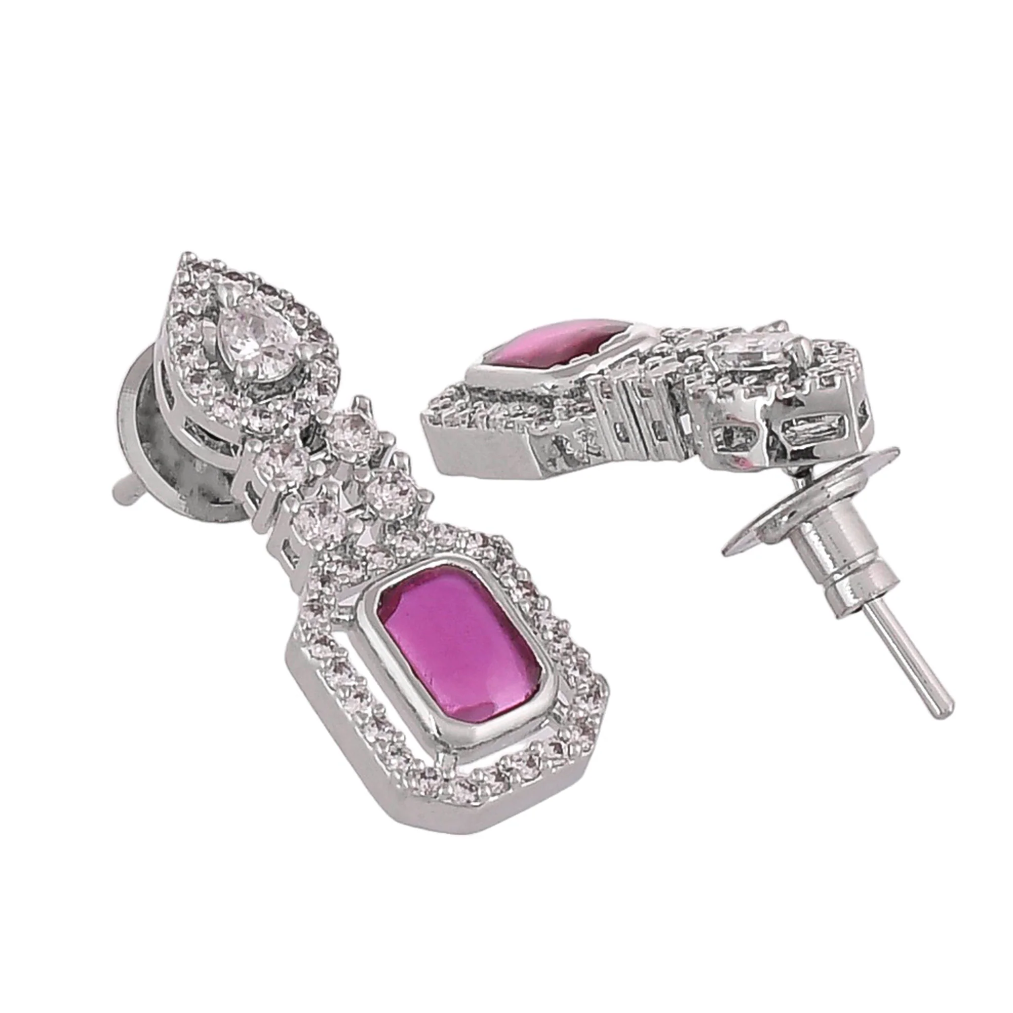 Whimsical Ruby, Crystal And Cubic Zirconia Necklace - Earring Set - Image 7