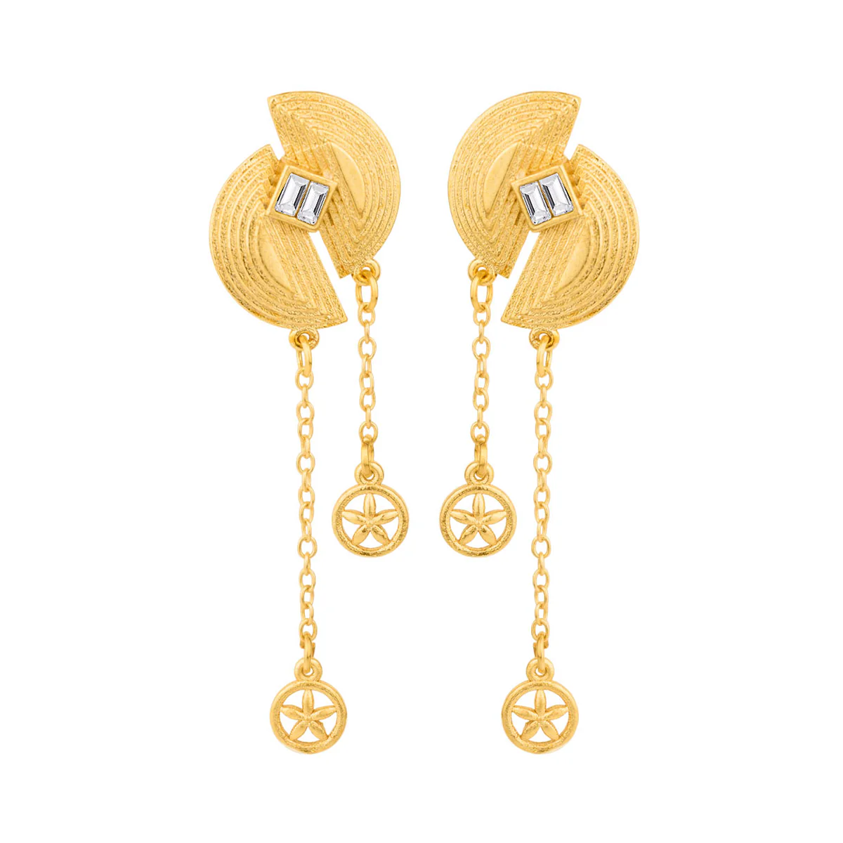 White n Gold Stars Geomatrix Earrings - Image 3