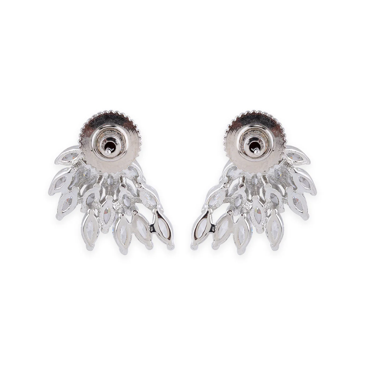 White Rhodium CZ Pearl Stud Earrings - Image 5