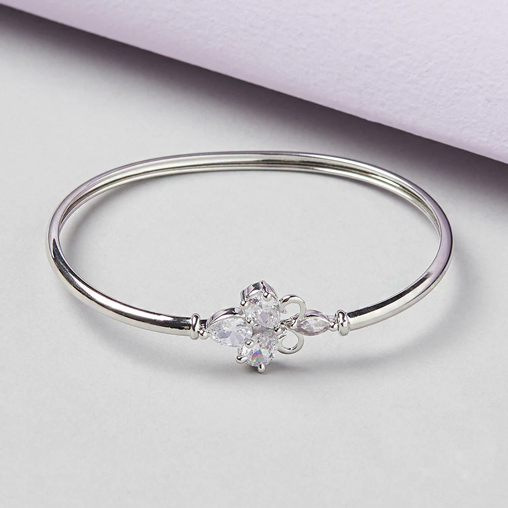White Rhodium Plated Cuff Bracelet