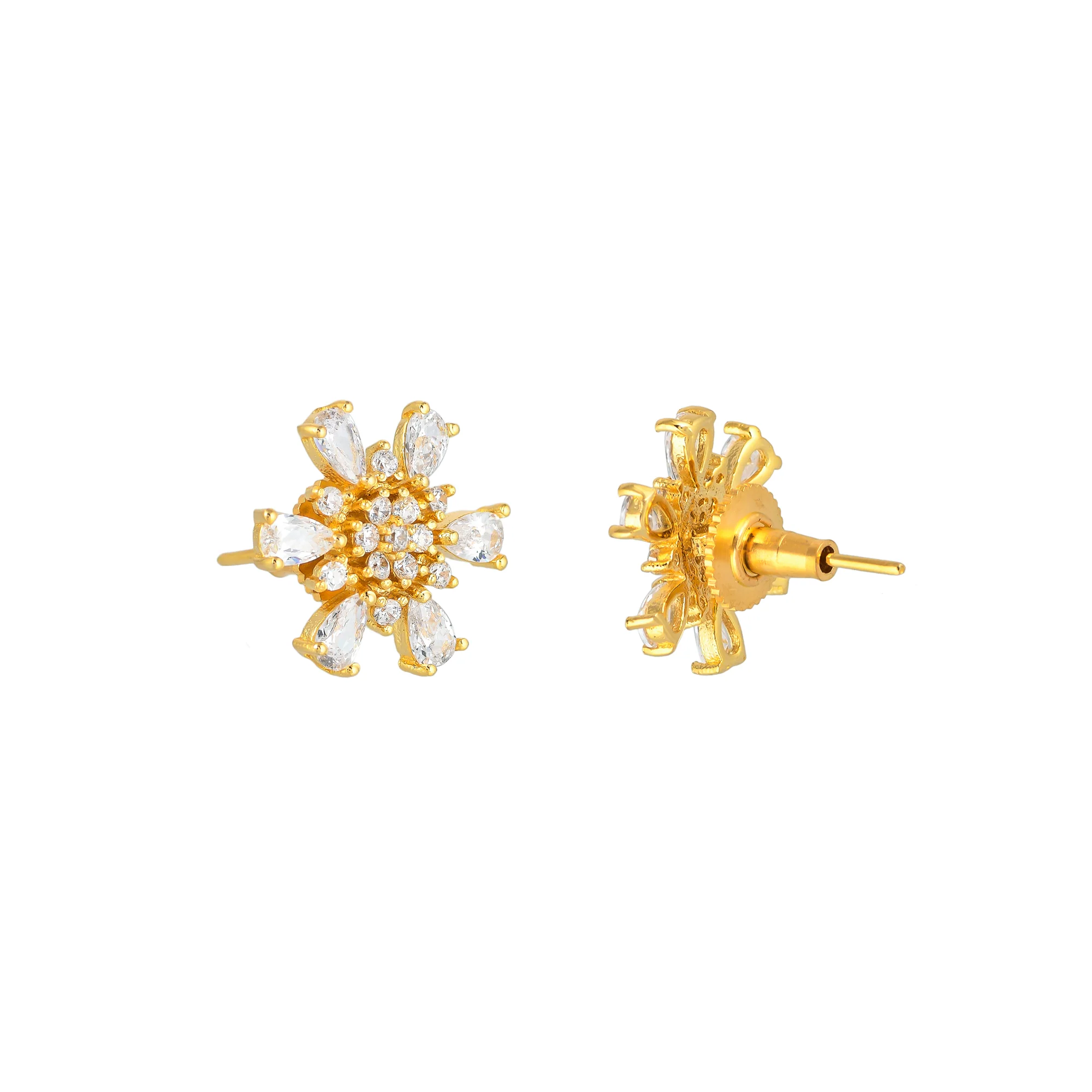 White Teardrop Cut CZ Stud Earrings - Image 5