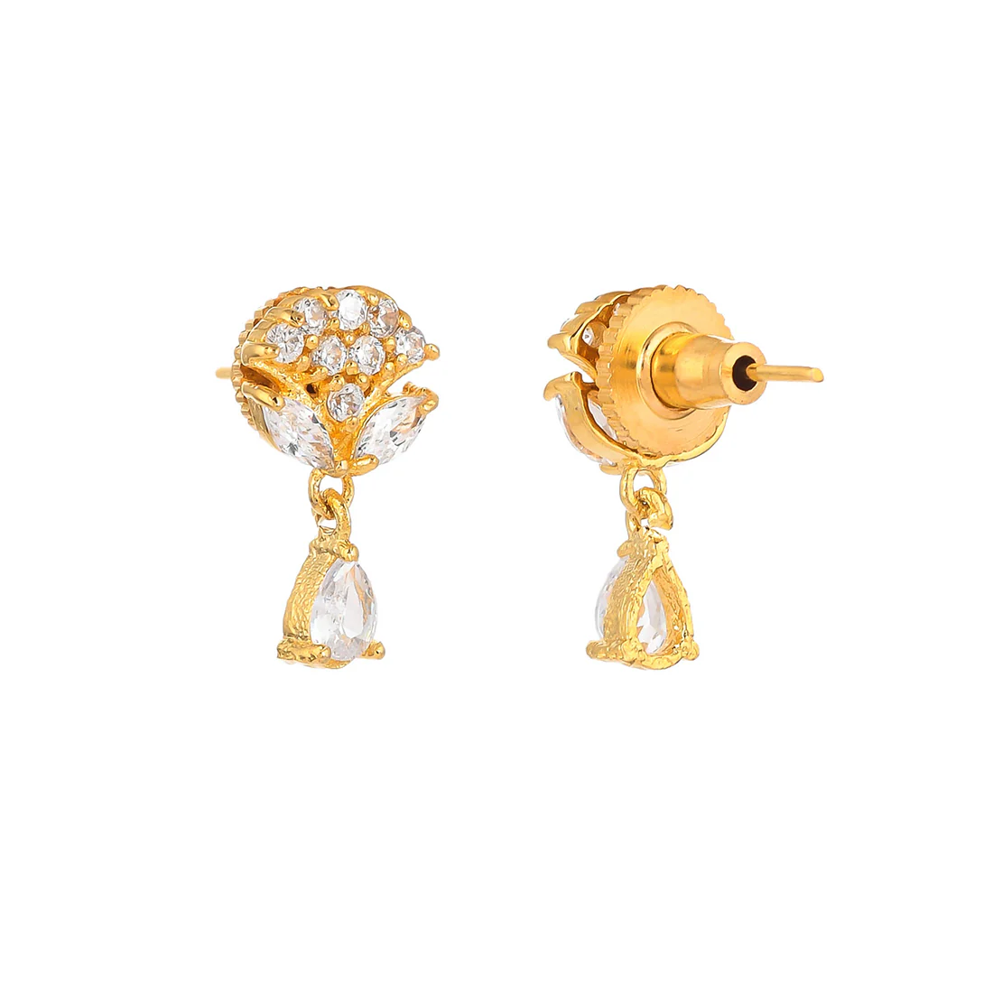 White Zirconia Gems Tiny Stud Earrings - Image 5