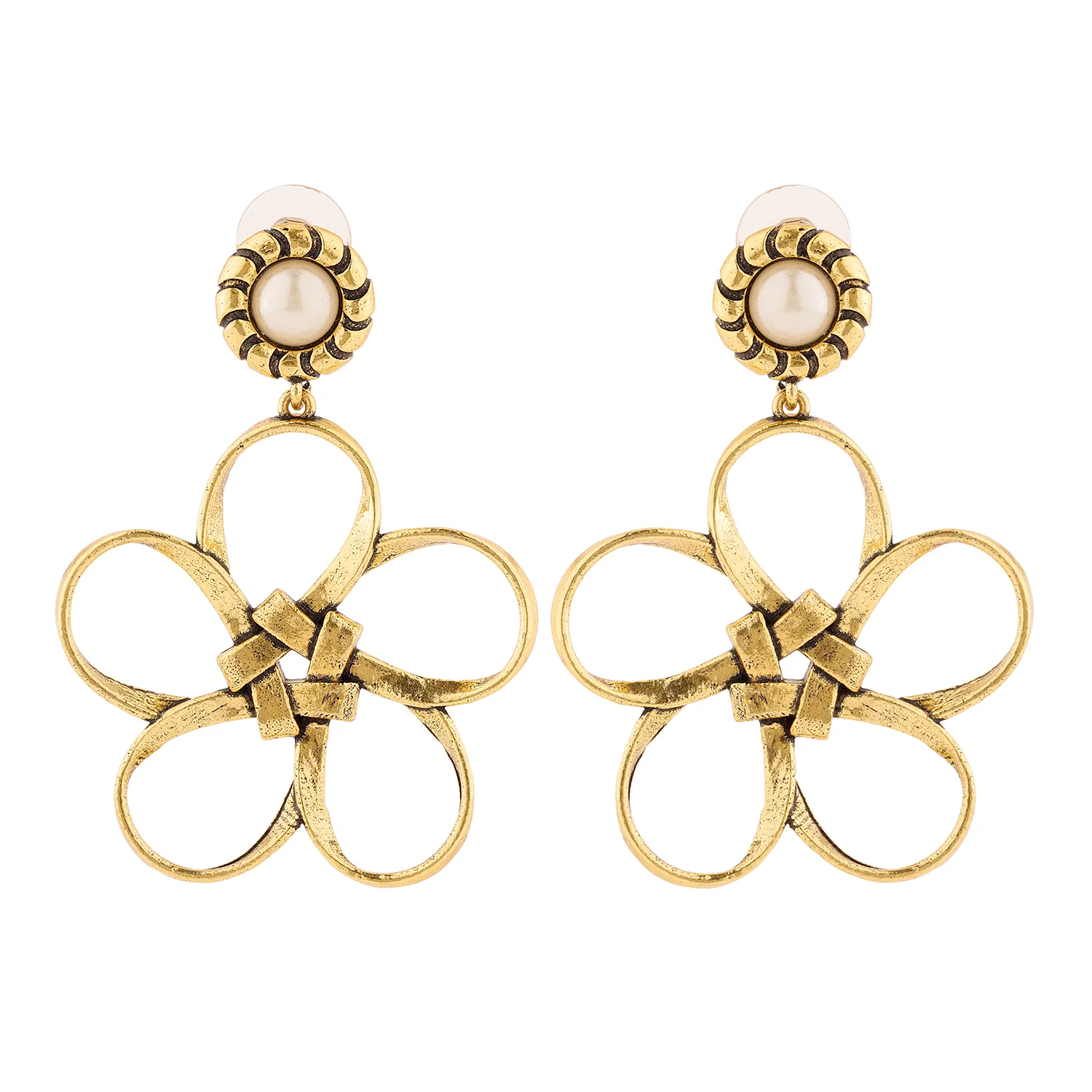 Woven Wonders Flat Twisted Floral Dangler Earrings - Image 4