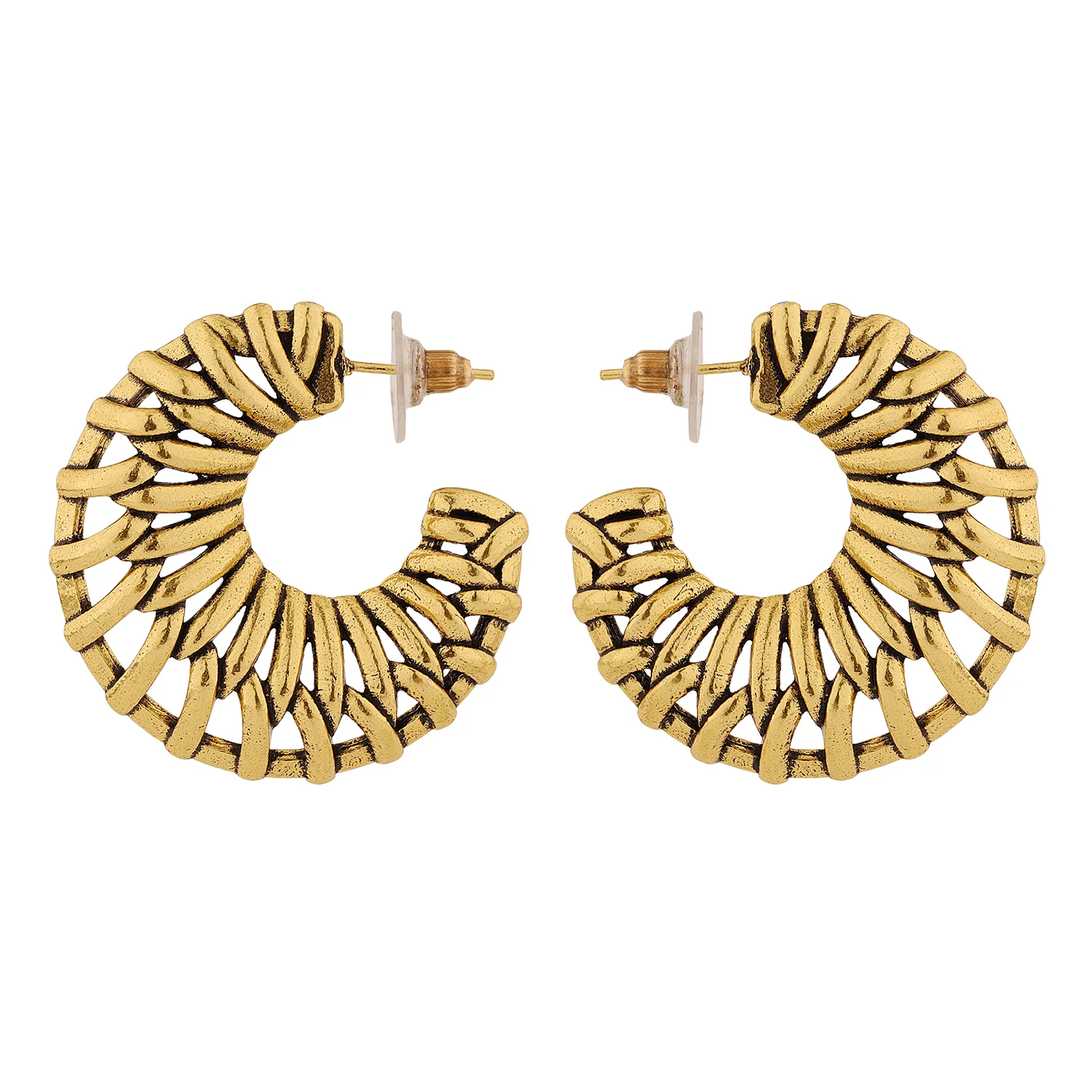 Woven Wonders Plain Dutched Weave Hoop Earrings - Image 4