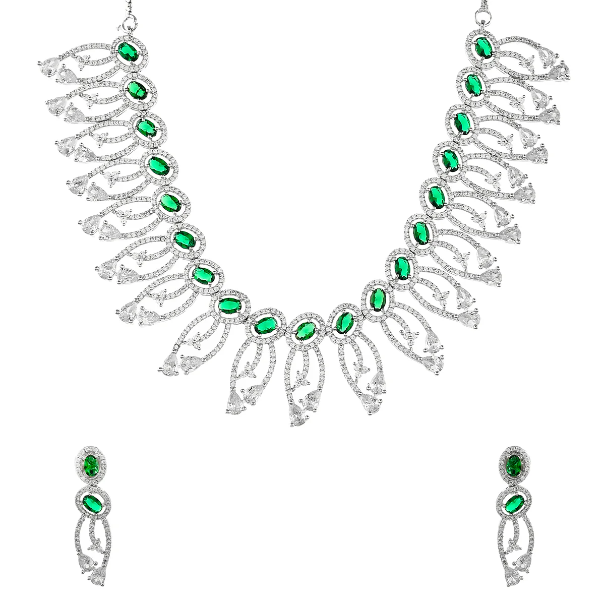 Sparkling Elegance Silver Toned Jewellery Set - Image 4