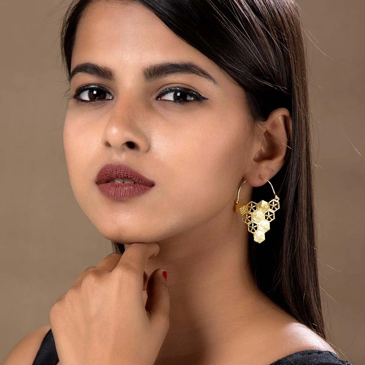 Yellow Crystal Geomatrix Earrings - Image 2