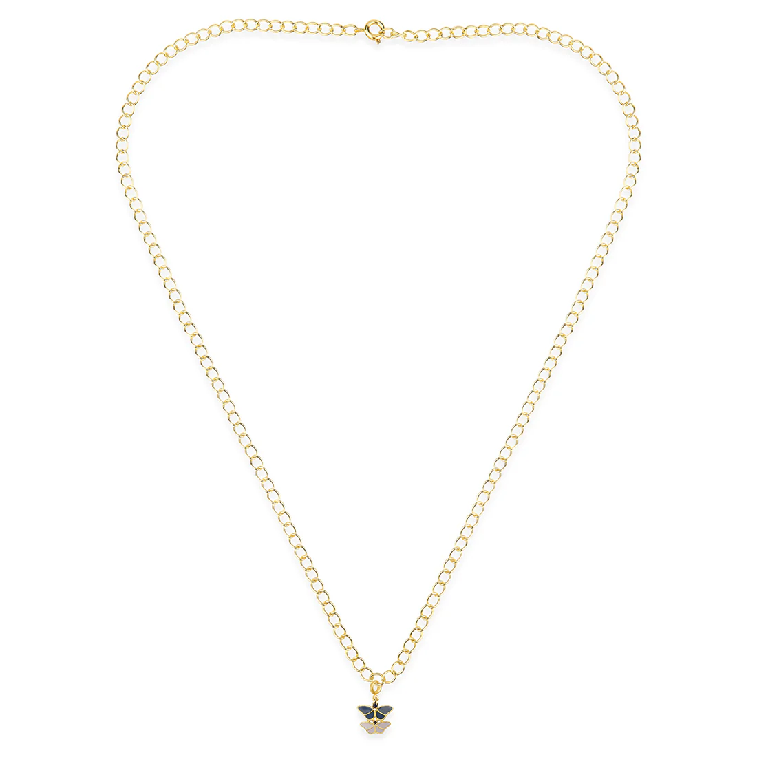 Yellow Gold Enameled Butterfly Charms Pendant With Chain and Bracelets - Image 4