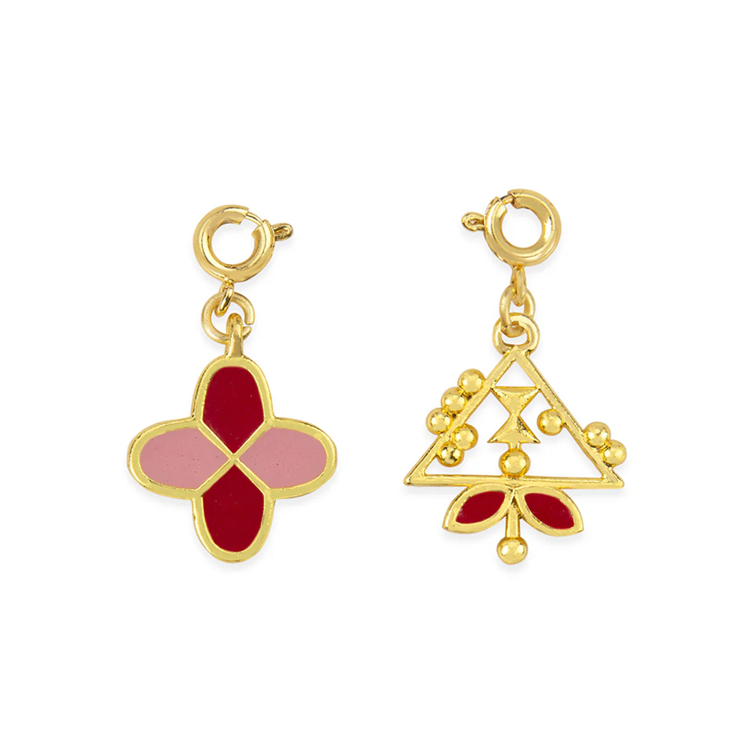 Yellow Gold Enameled Charms Pendant With Chain and Bracelets - Image 6