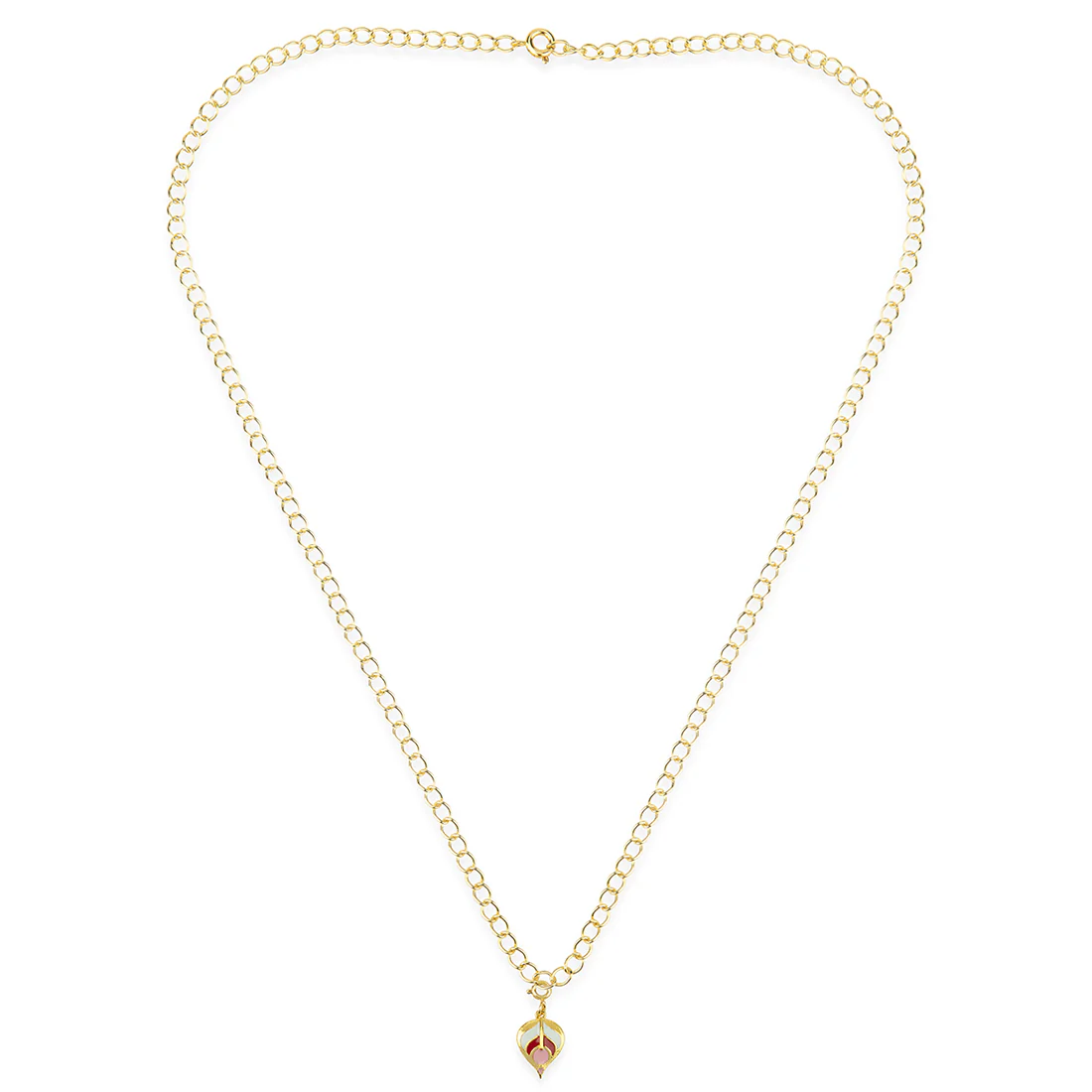 Yellow Gold Enameled Leaf Charms Pendant With Chain and Bracelets - Image 4