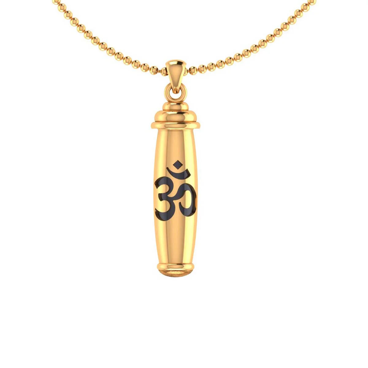 Yellow Gold Pendant With Chain Engraved With OM - Image 2