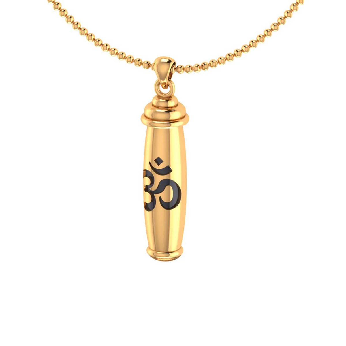 Yellow Gold Pendant With Chain Engraved With OM - Image 3