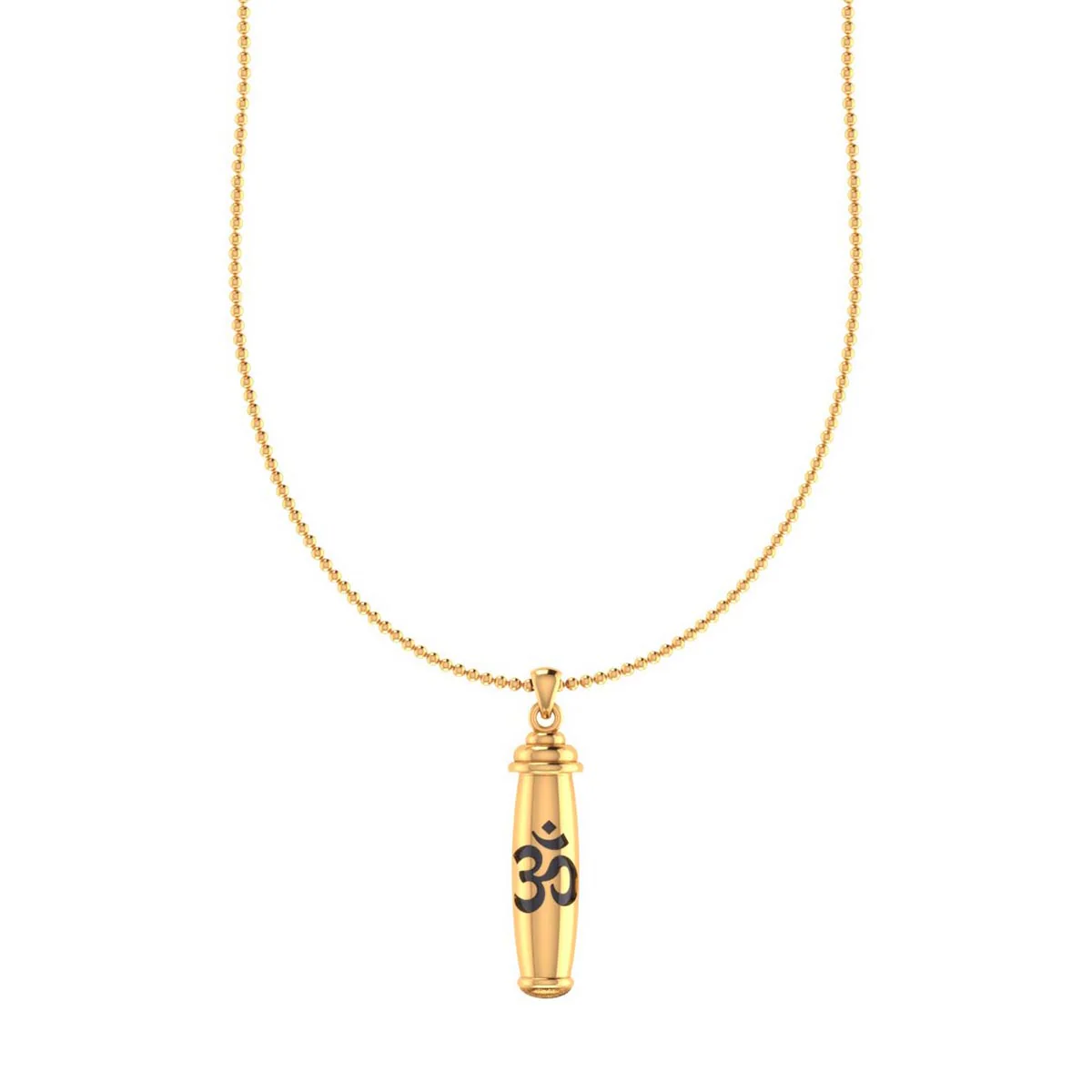 Yellow Gold Pendant With Chain Engraved With OM - Image 4