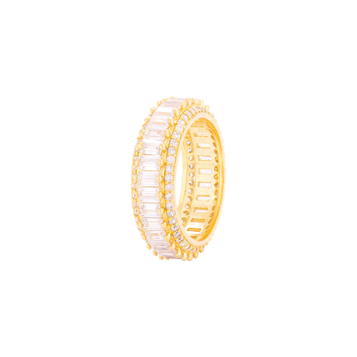 Yellow Gold Plated American Diamond Gems Adorned Ring - Image 3